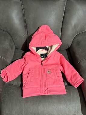 Carhartt Toddler Hooded Puffer Jacket in Bright Pink